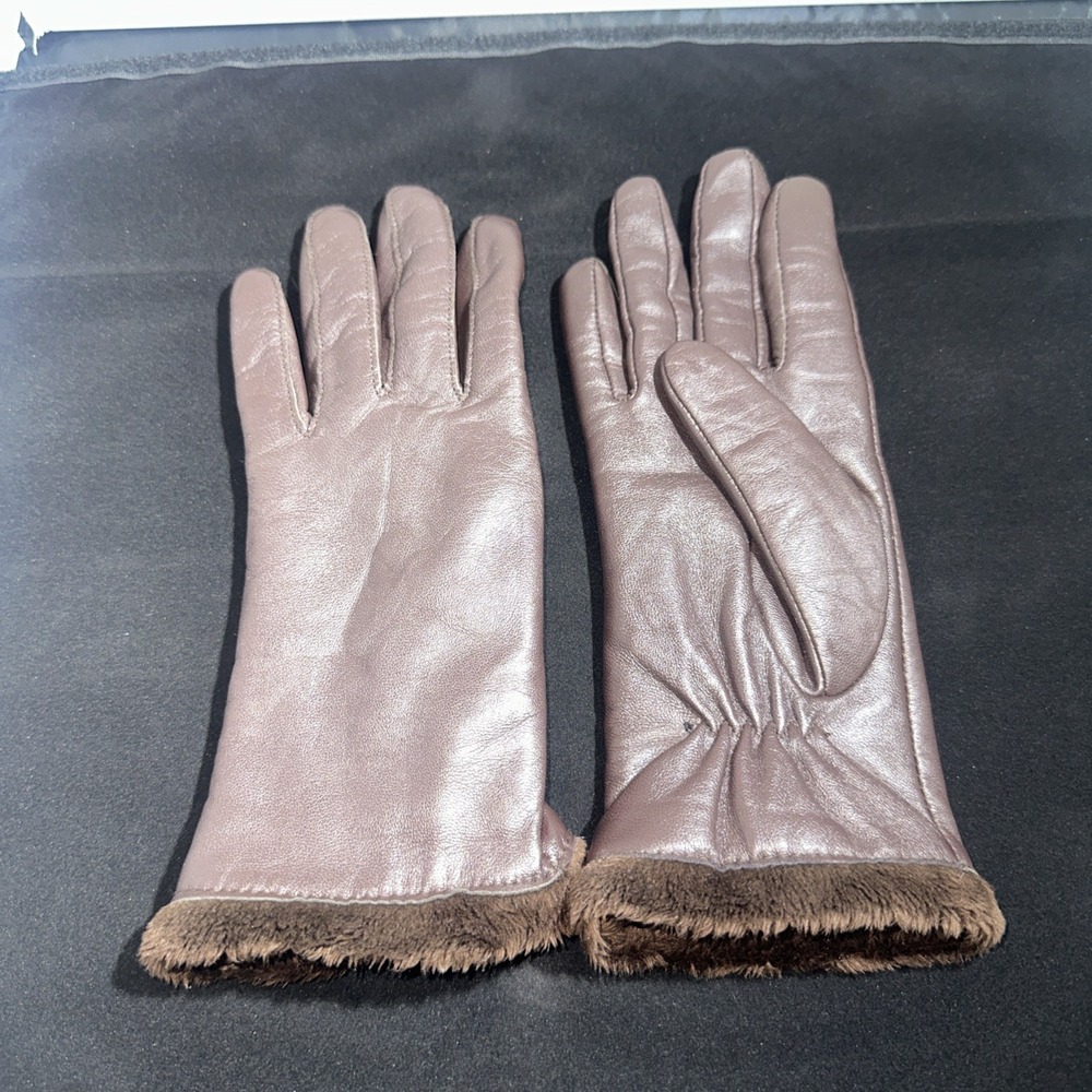 Charter Club Women's Genuine Leather Gloves Brown Size Large